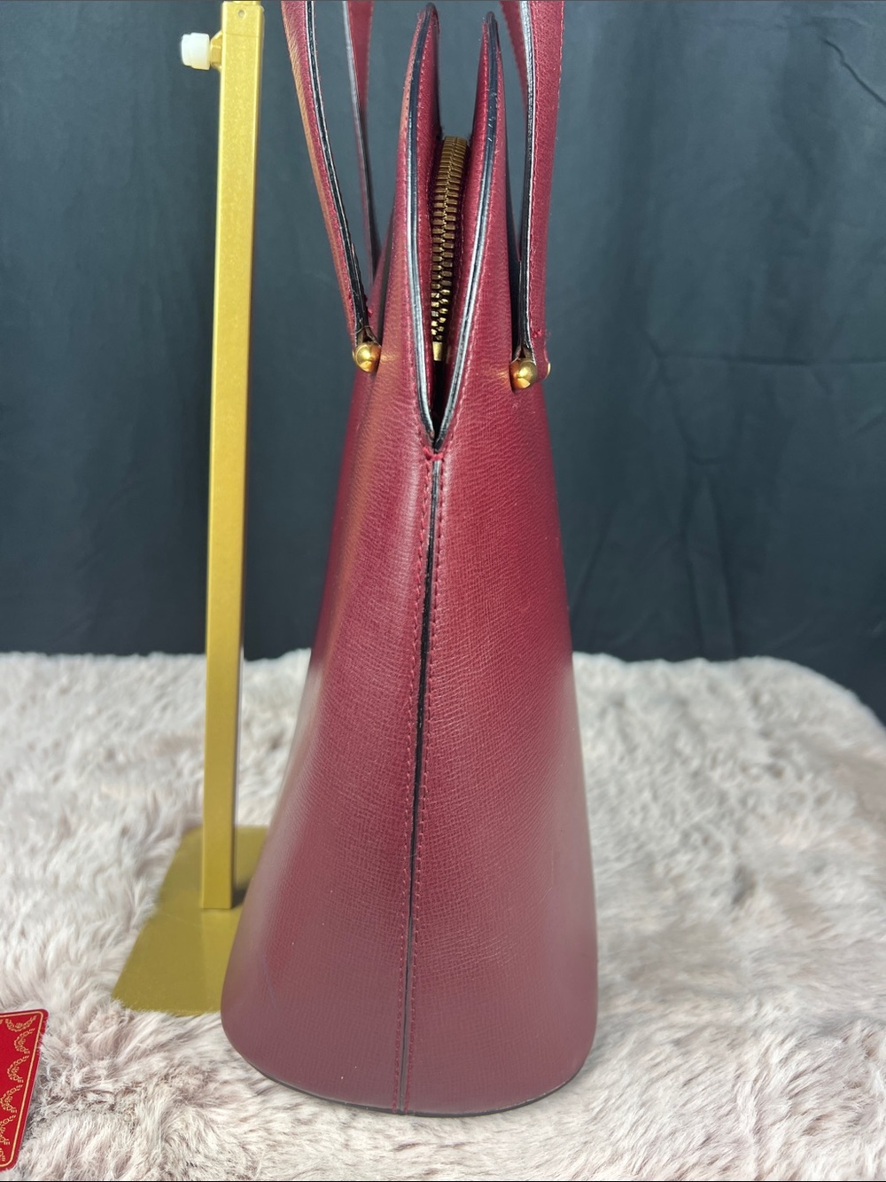 Cartier Must de Cartier Vintage Bordeaux North-South Domed Satchel EUC - Picture 5 of 12